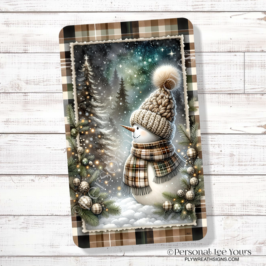 Wreath Sign * Starry Sky Snowman * Vertical * 3 Sizes * Lightweight Metal