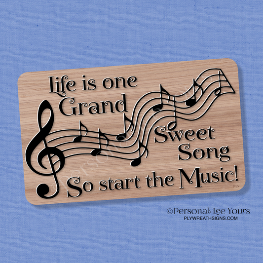 Wreath Sign * Sweet Song * Music * Horizontal *  3 Sizes * Lightweight Metal