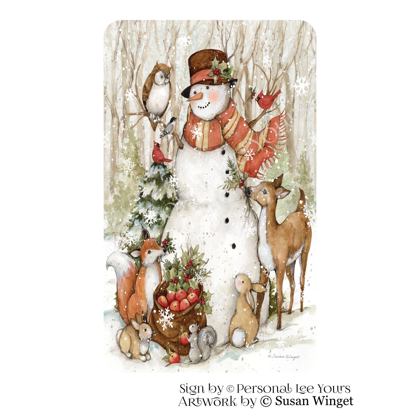 Susan Winget Exclusive Sign * Tall Snowman * Vertical * 4 Sizes * Lightweight Metal