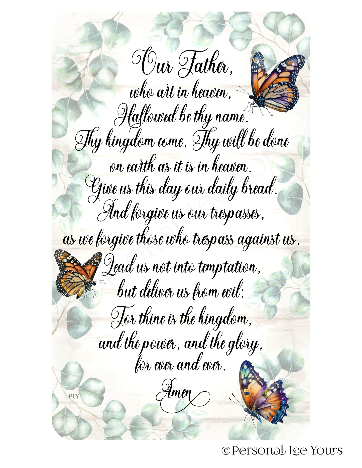 Wreath Sign * The Lord's Prayer * Vertical * Lightweight Metal