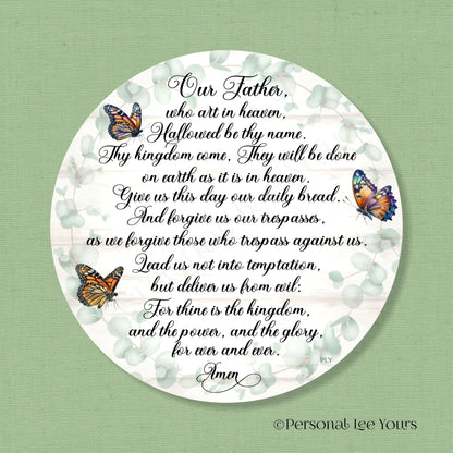 Wreath Sign * The Lord's Prayer * Round * Lightweight Metal