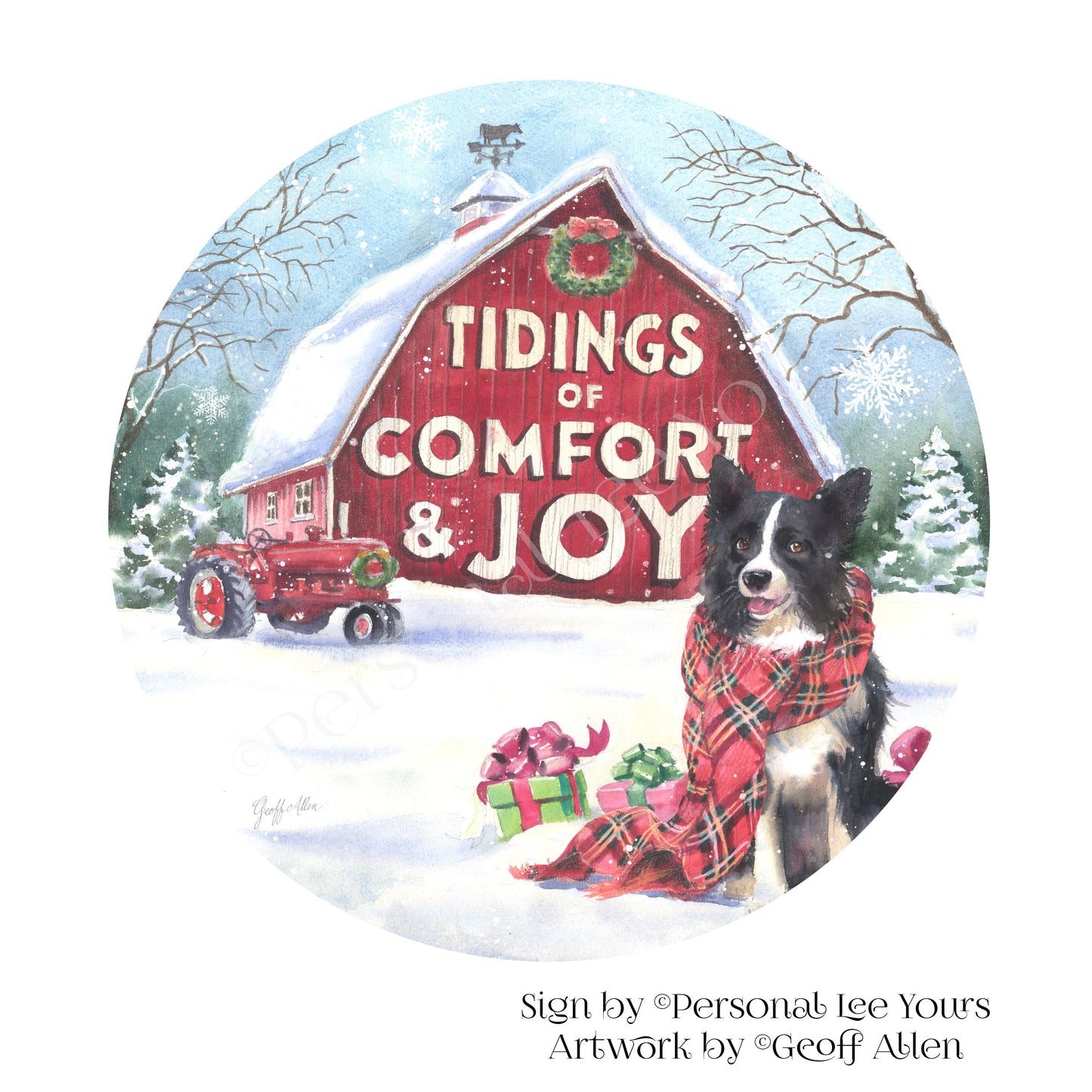 Geoff Allen Exclusive Sign * Tidings Of Comfort & Joy *  Round * Lightweight Metal