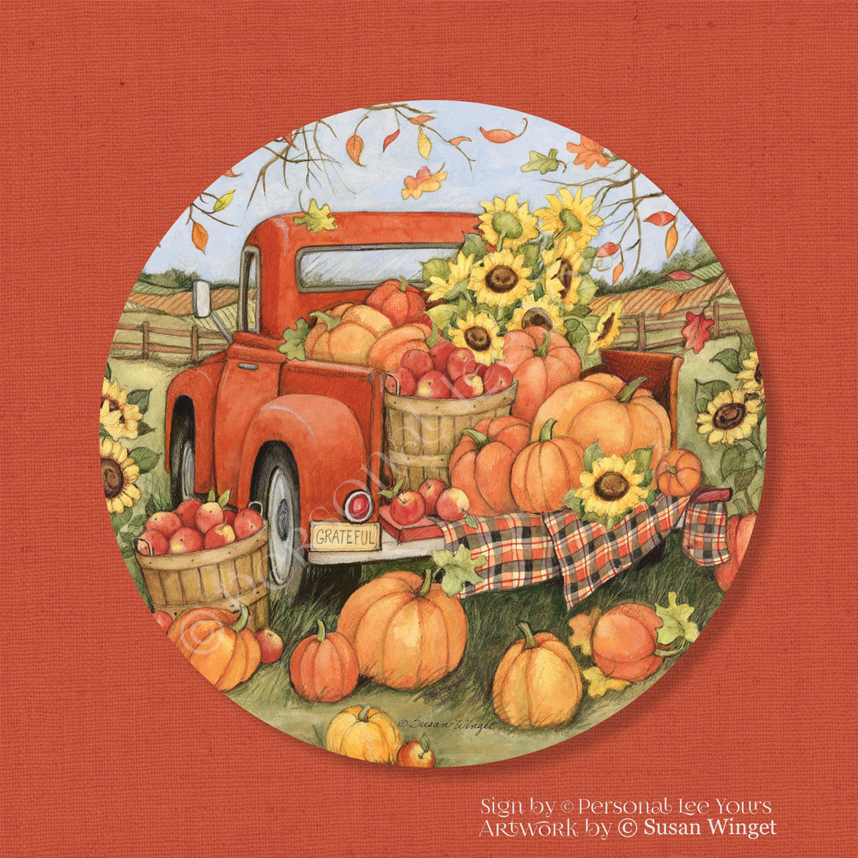 Susan Winget Exclusive Sign * Truck Full Of Harvest * Round * Lightwei ...