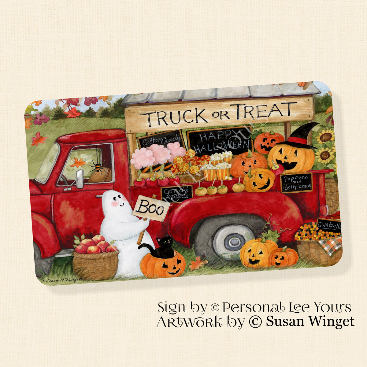 Susan Winget Exclusive Sign * Halloween ~ Truck Or Treat * 3 Sizes * Lightweight Metal