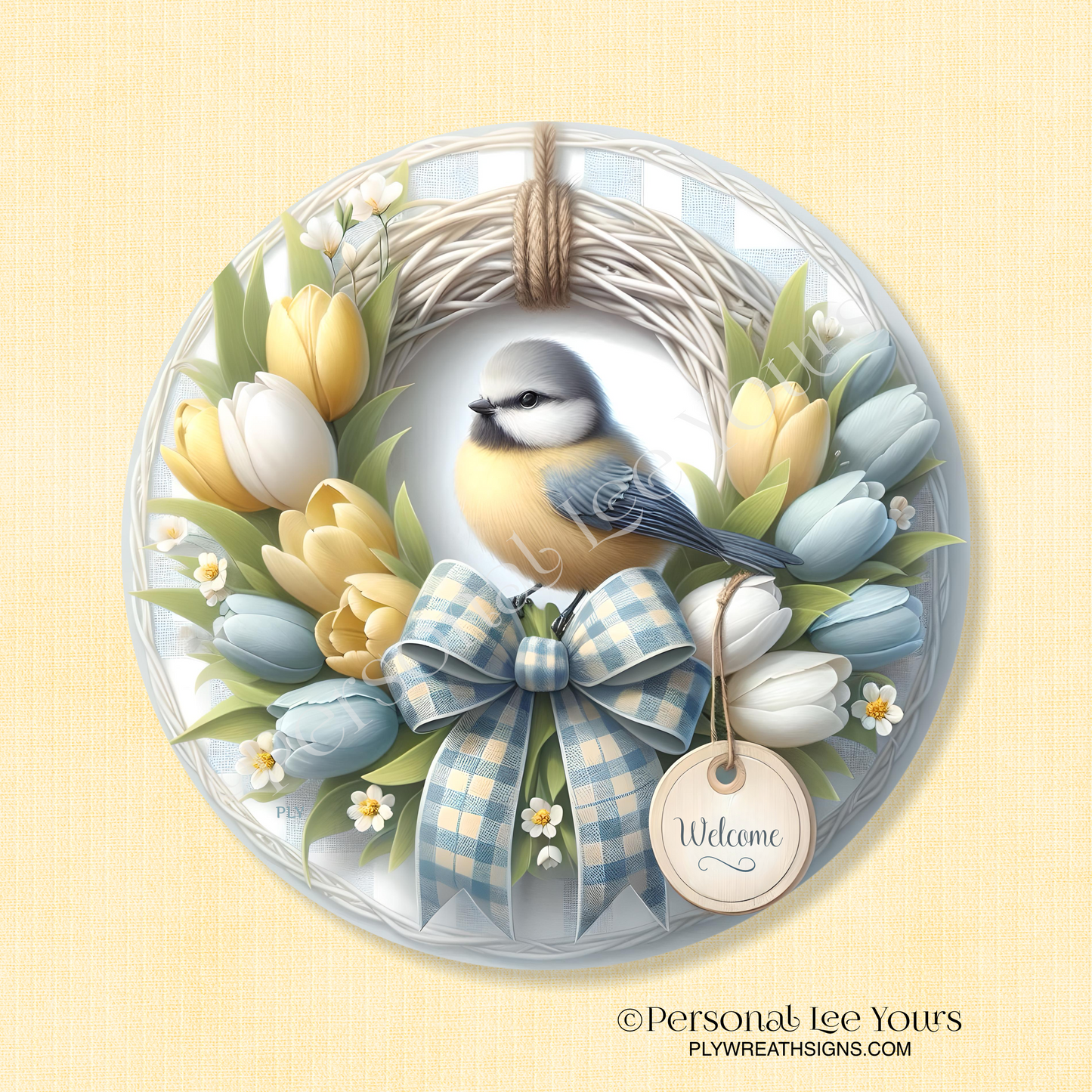 Wreath Sign * Tulip Magic Welcome * Round * Lightweight Metal