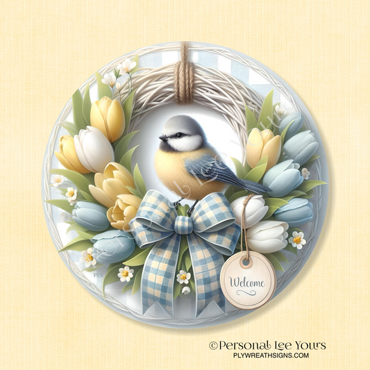 Wreath Sign * Tulip Magic Welcome * Round * Lightweight Metal