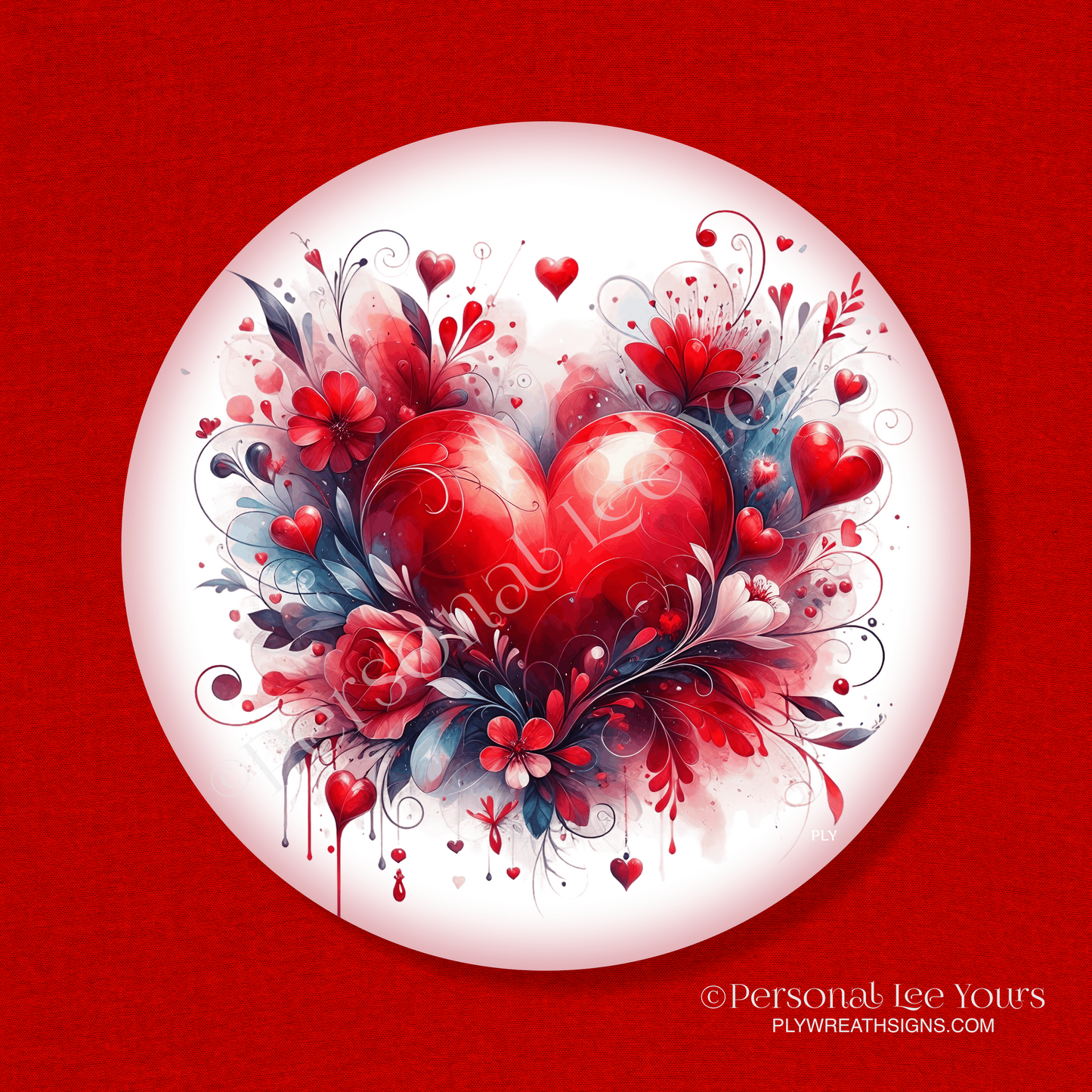 Valentine's Day Wreath Sign * Valentine Heart * Round * Lightweight Metal