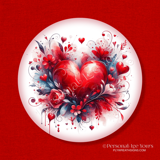 Valentine's Day Wreath Sign * Valentine Heart * Round * Lightweight Metal