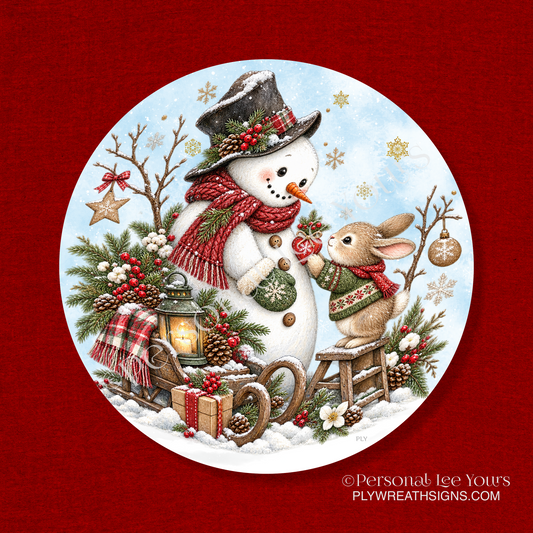 Wreath Sign * Warm Winter Hearts  * Round * Lightweight Metal