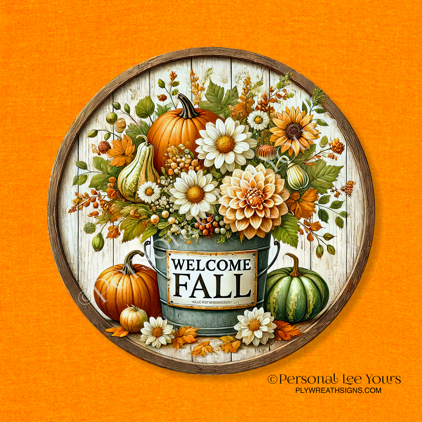 Wreath Sign * Welcome Fall Display * Round * Lightweight Metal