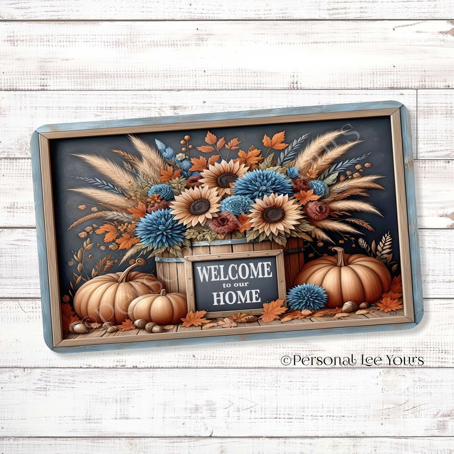 Wreath Sign * Welcome To Our Home Fall * Horizontal * 4 Sizes * Lightweight Metal