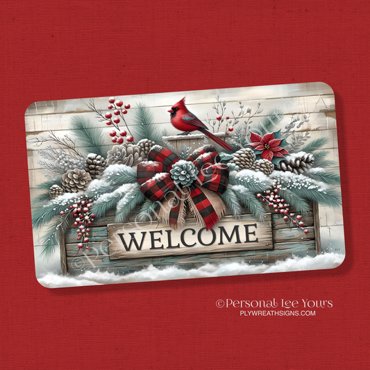 Wreath Sign * Winter Planter * Horizontal * 3 Sizes * Lightweight Metal