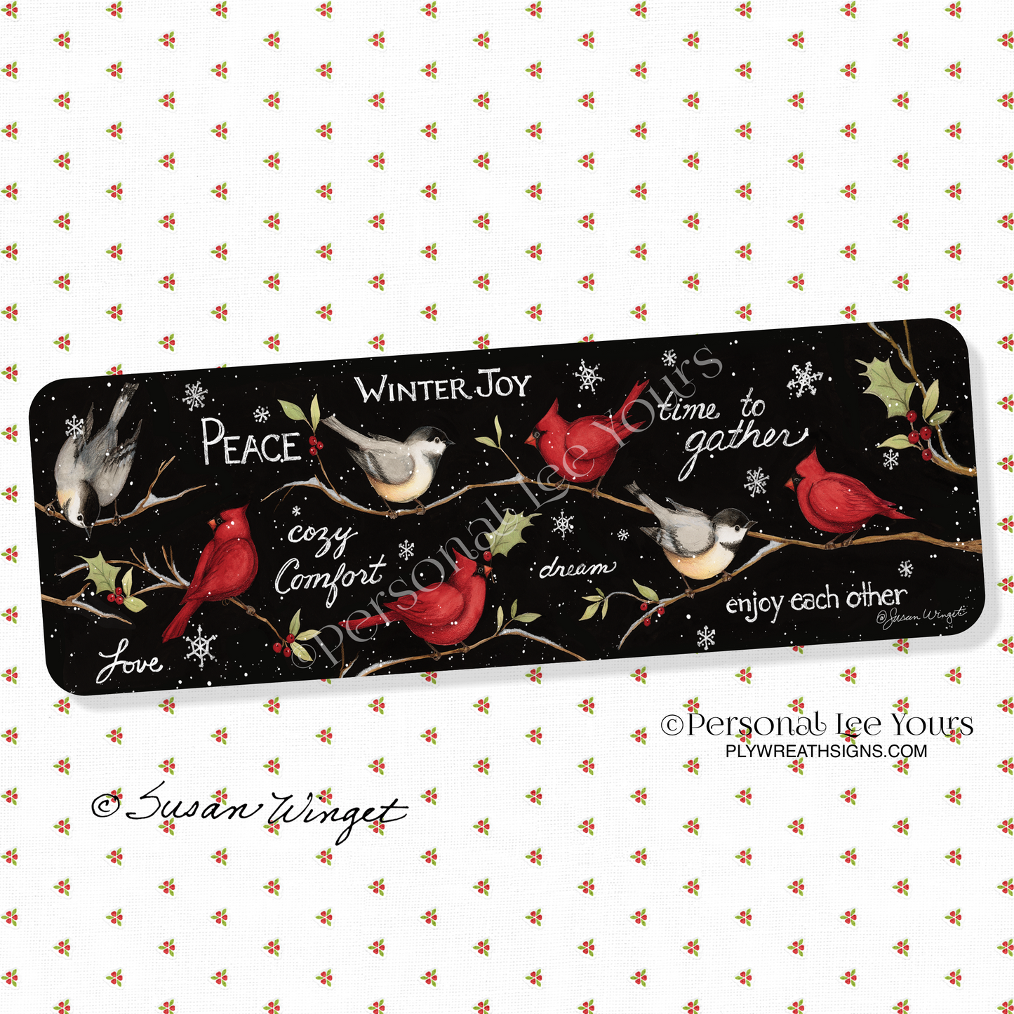 Susan Winget Exclusive Sign * Banner * Winter Joy * 12" x 4" * Lightweight Metal