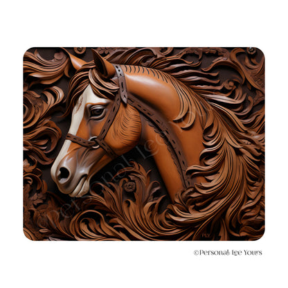 Wreath Sign * Wood Tooled Look Horse * Horizontal * Lightweight Metal