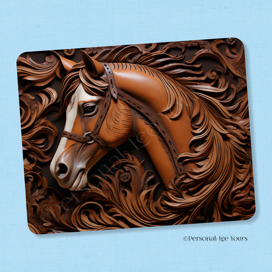 Wreath Sign * Wood Tooled Look Horse * Horizontal * Lightweight Metal