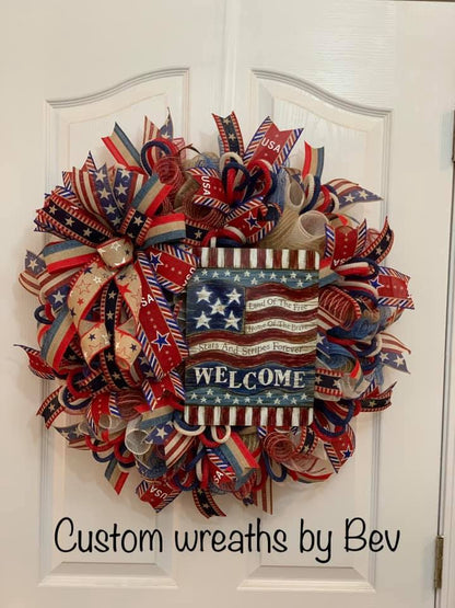 Tina Wenke Exclusive Sign * Patriotic Welcome * 4 Sizes * Lightweight Metal