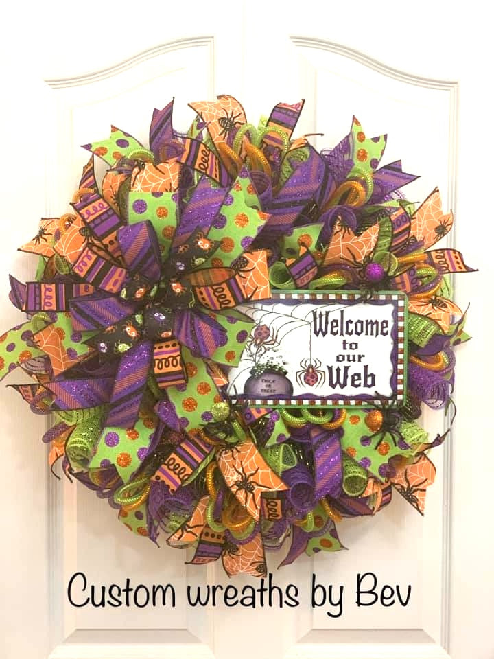 Metal Wreath Sign * Welcome To Our Web * 3 Sizes * Lightweight