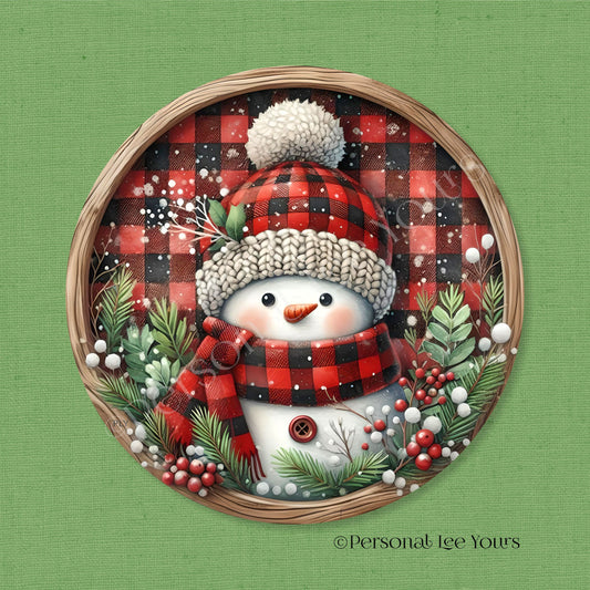 Holiday/Winter Wreath Sign * Buffalo Plaid Snowman * Round * Lightweight Metal