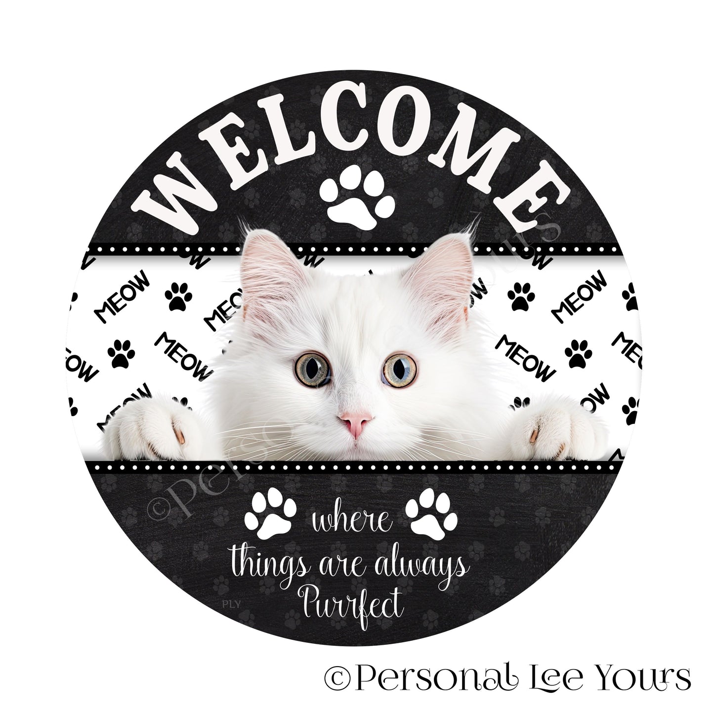 Pet Wreath Sign * Peeking Cat 2 * Round * Lightweight Metal