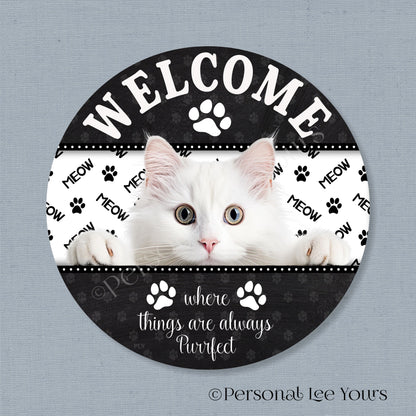 Pet Wreath Sign * Peeking Cat 2 * Round * Lightweight Metal