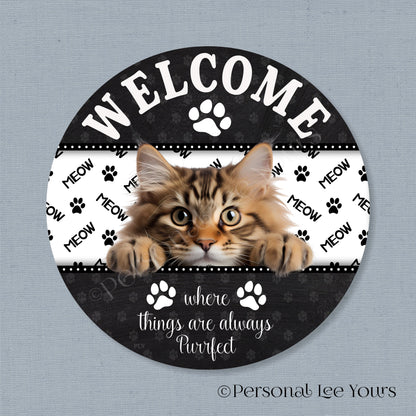 Pet Wreath Sign * Peeking Cat 9 * Round * Lightweight Metal