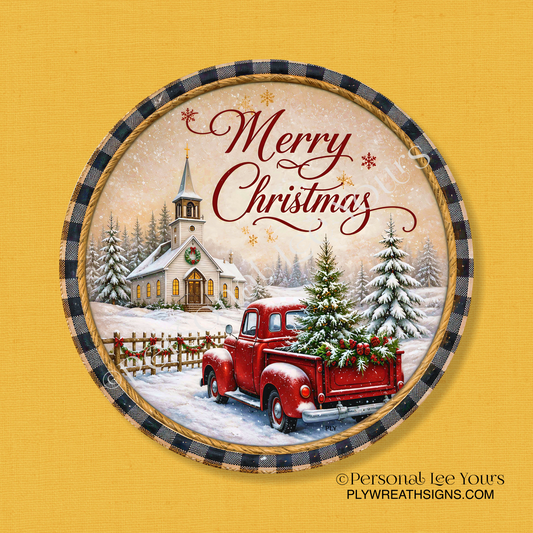 Wreath Sign * Christmas Eve Services * Round * Lightweight Metal