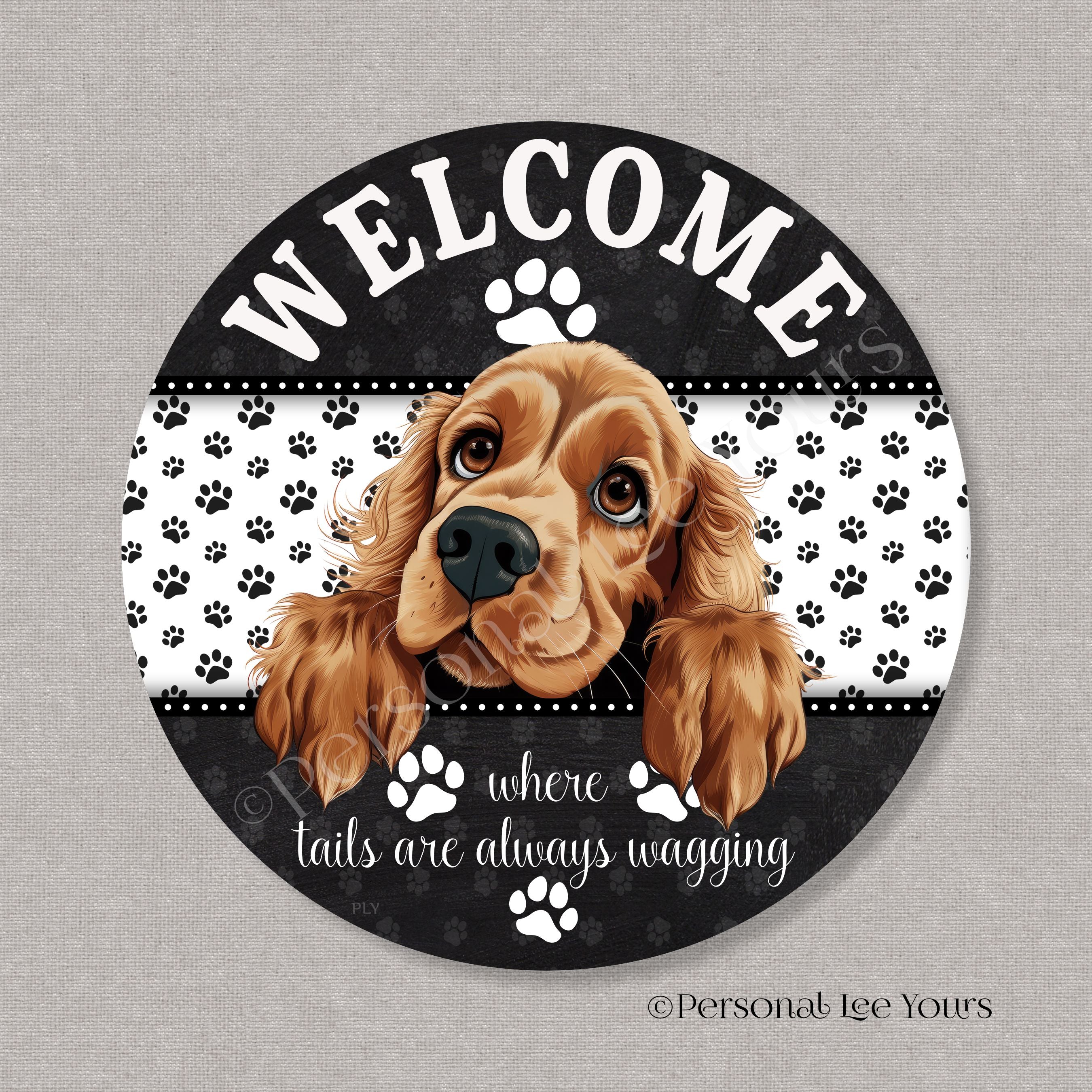 Best Wreath Signs by Personal Lee Yours, Cocker Spaniel Round