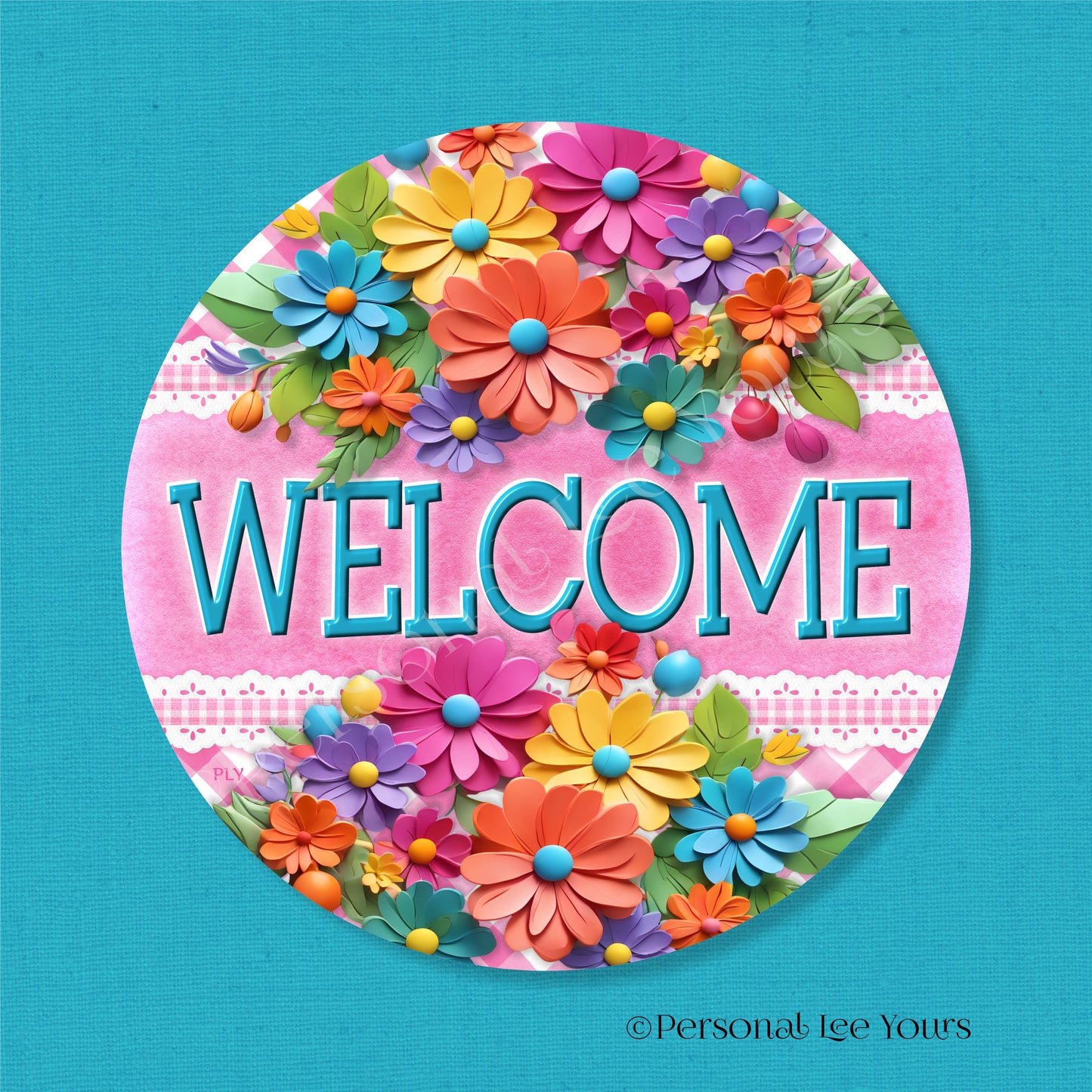 Wreath Sign * Colorful Welcome * Round * Lightweight Metal