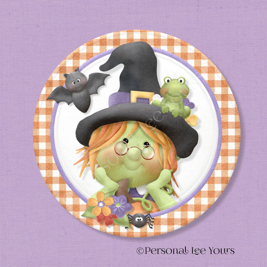 Wreath Sign * Halloween * Cute Little Witch * Round * Lightweight Metal