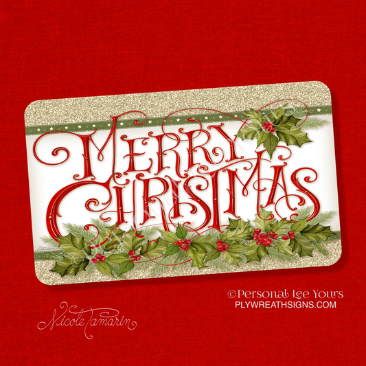 Nicole Tamarin Exclusive Sign * Elegant Christmas * Horizontal * 3 Sizes * Lightweight Metal