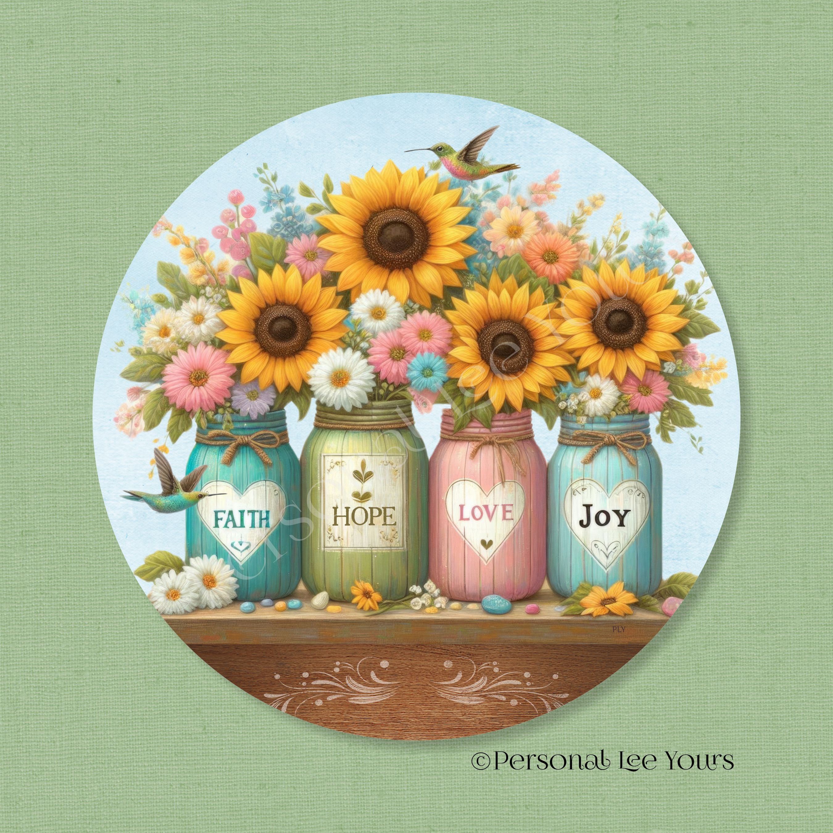 Best Wreath Signs by Personal Lee Yours, Faith,Hope,Love,Joy Jars Round