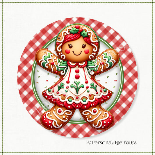 Christmas Wreath Sign * Gingerbread Girl * Round * Lightweight Metal