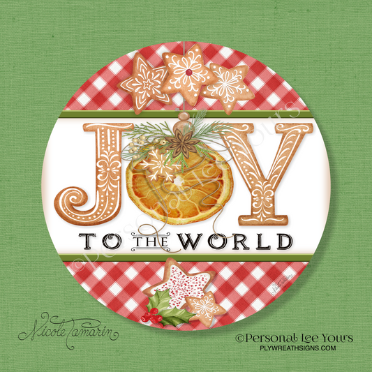 Nicole Tamarin Exclusive Sign * Gingerbread Joy To The World *  Round * Lightweight Metal