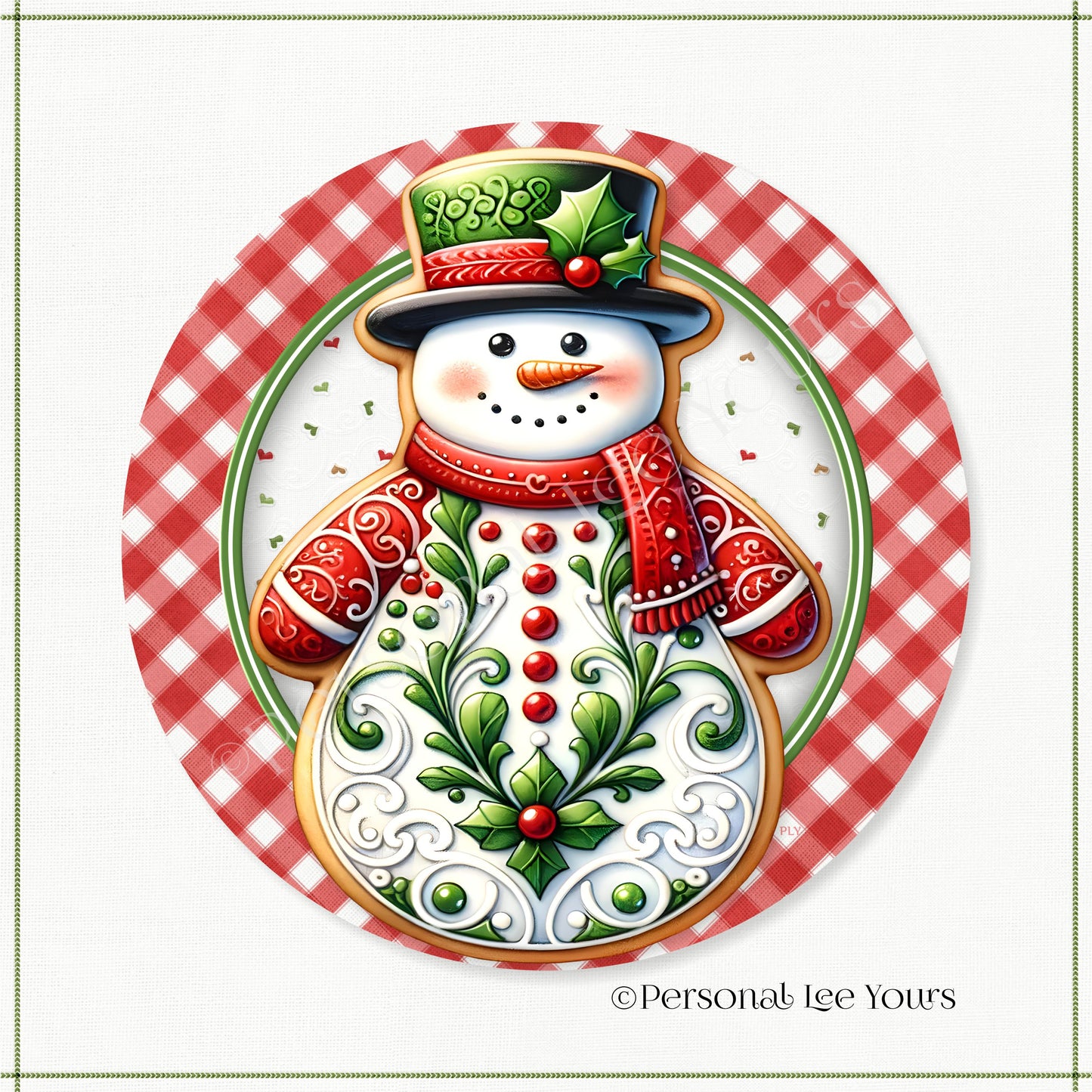 Christmas Wreath Sign * Gingerbread Snowman * Round * Lightweight Metal