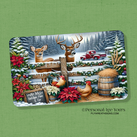 Wreath Sign * Holiday On The Farm * Horizontal * 3 Sizes * Lightweight Metal