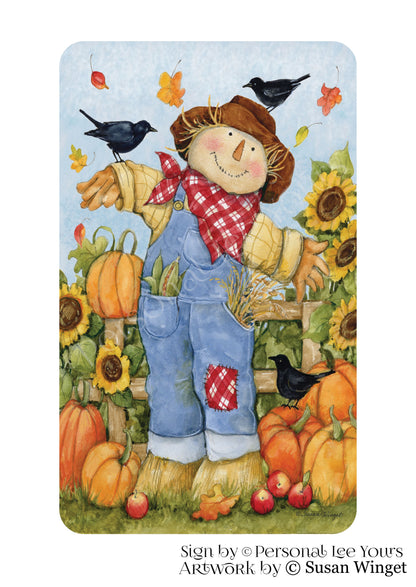 Susan Winget Exclusive Sign * Loving Fall Scarecrow * Vertical * 4 Sizes * Lightweight Metal