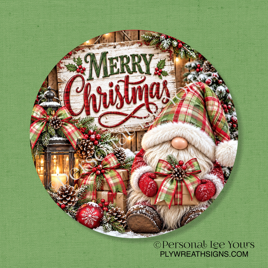 Holiday Wreath Sign * Merry Christmas Gifts * Round * Lightweight Metal