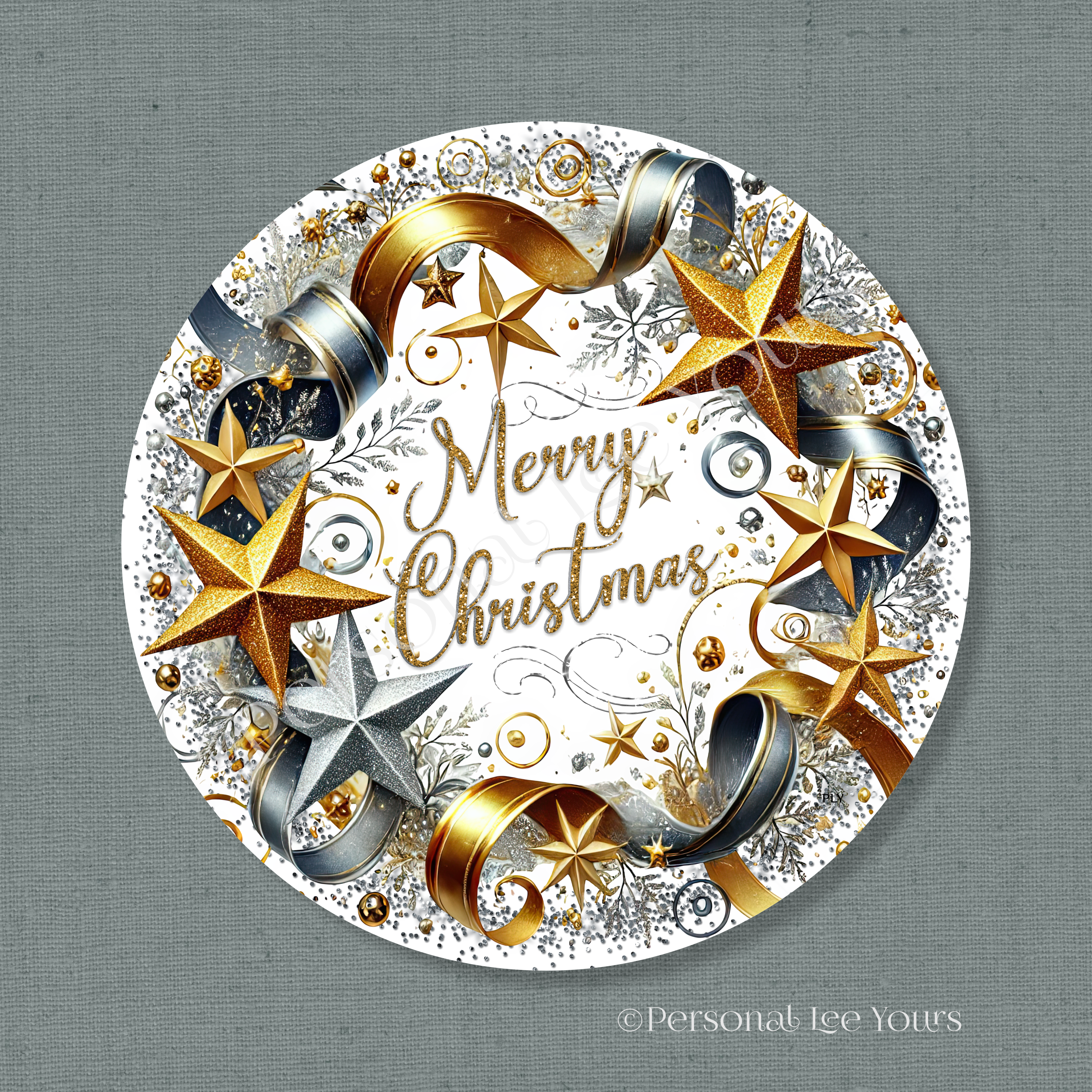 Silver Star With Rounds Personal Lee Yours, Best Wreath Signs, Merry Christmas Silver/Gold ...
