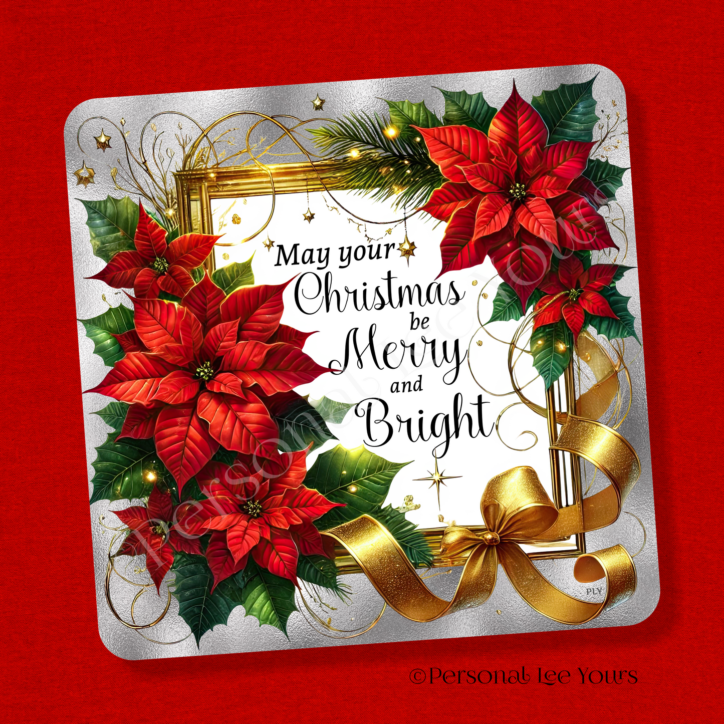 Christmas Wreath Sign * Merry And Bright * Square * 3 Sizes * Lightweight Metal