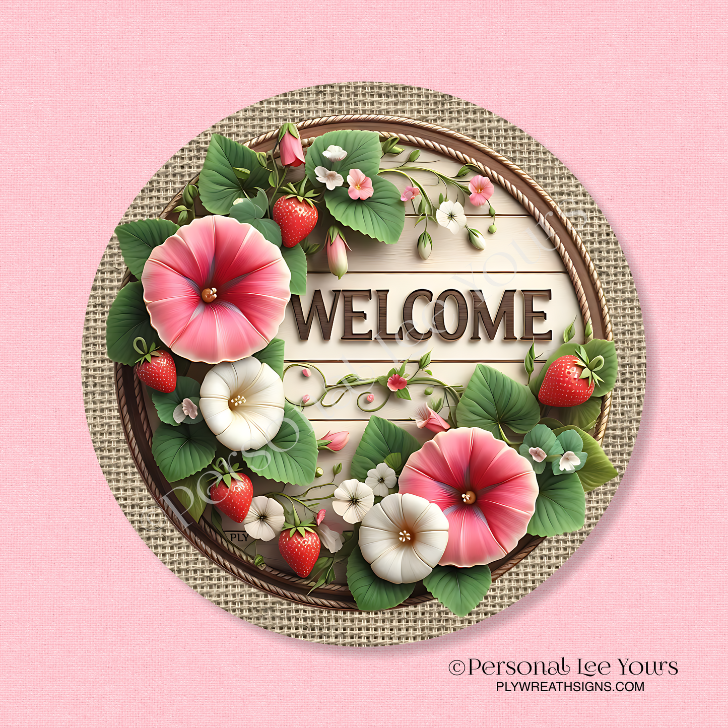 Wreath Sign * Morning Glory Welcome * Round * Lightweight Metal