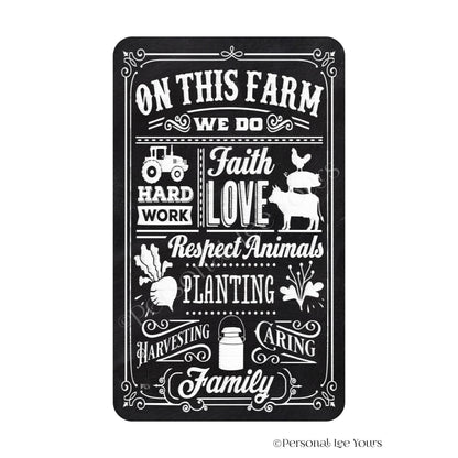 Farmhouse Wreath Sign * On This Farm * Vertical * Lightweight Metal * Black, Red or Blue