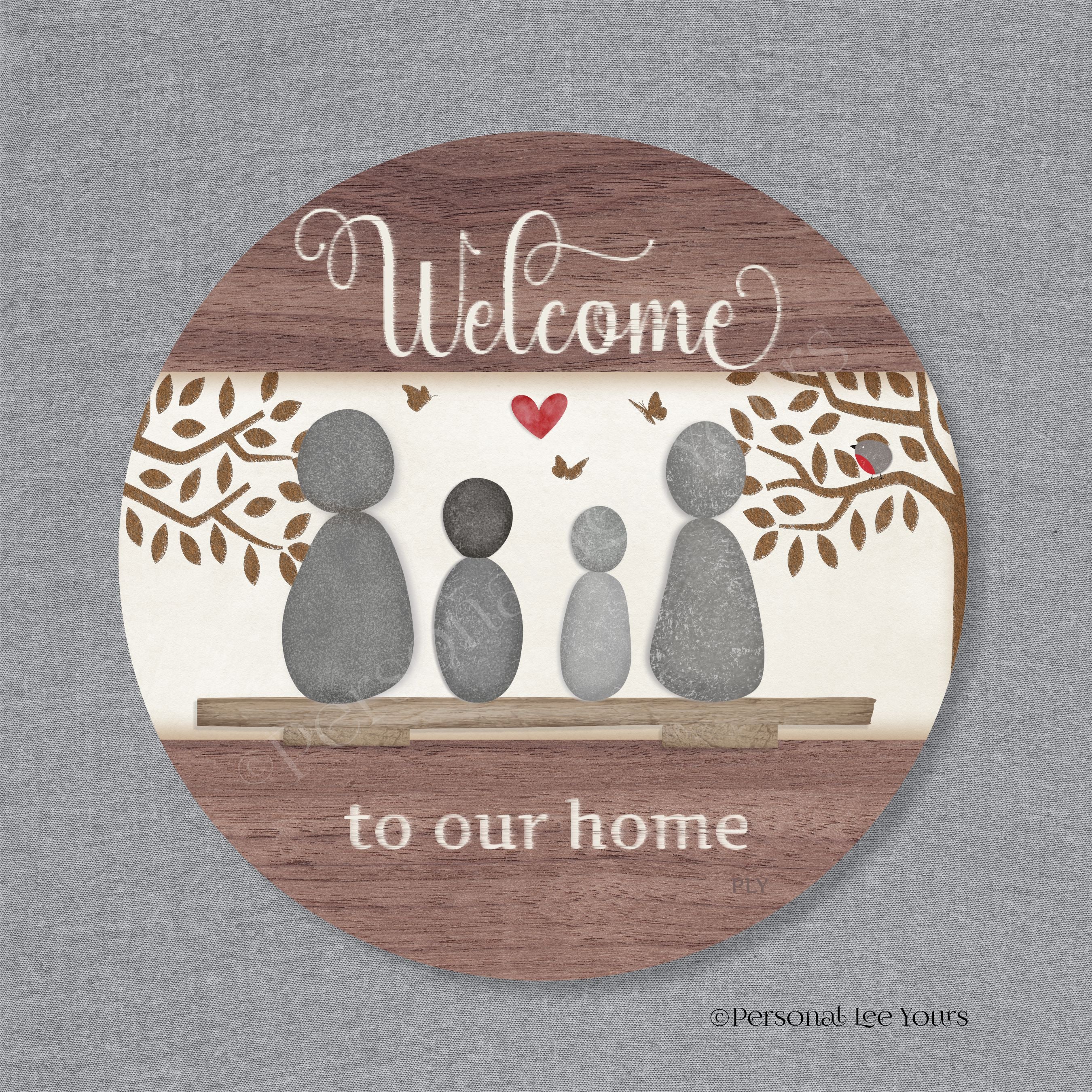 Multiple Pebbles Sign Best Wreath Signs Anywhere Pebble Family of 4 Round Personal Lee Yours