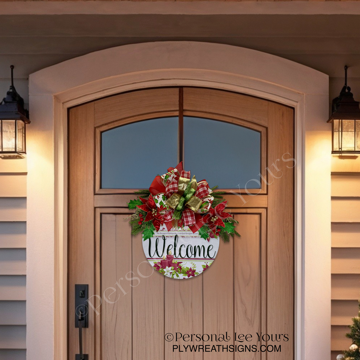 Poinsettia Welcome Door Hanger – Lightweight & Ready to Hang