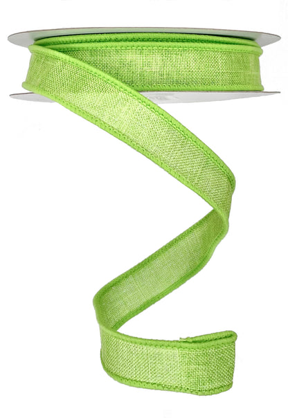 Wired Ribbon * Solid Lime Green Canvas * 5/8" x 10 Yards * RGE1778E9