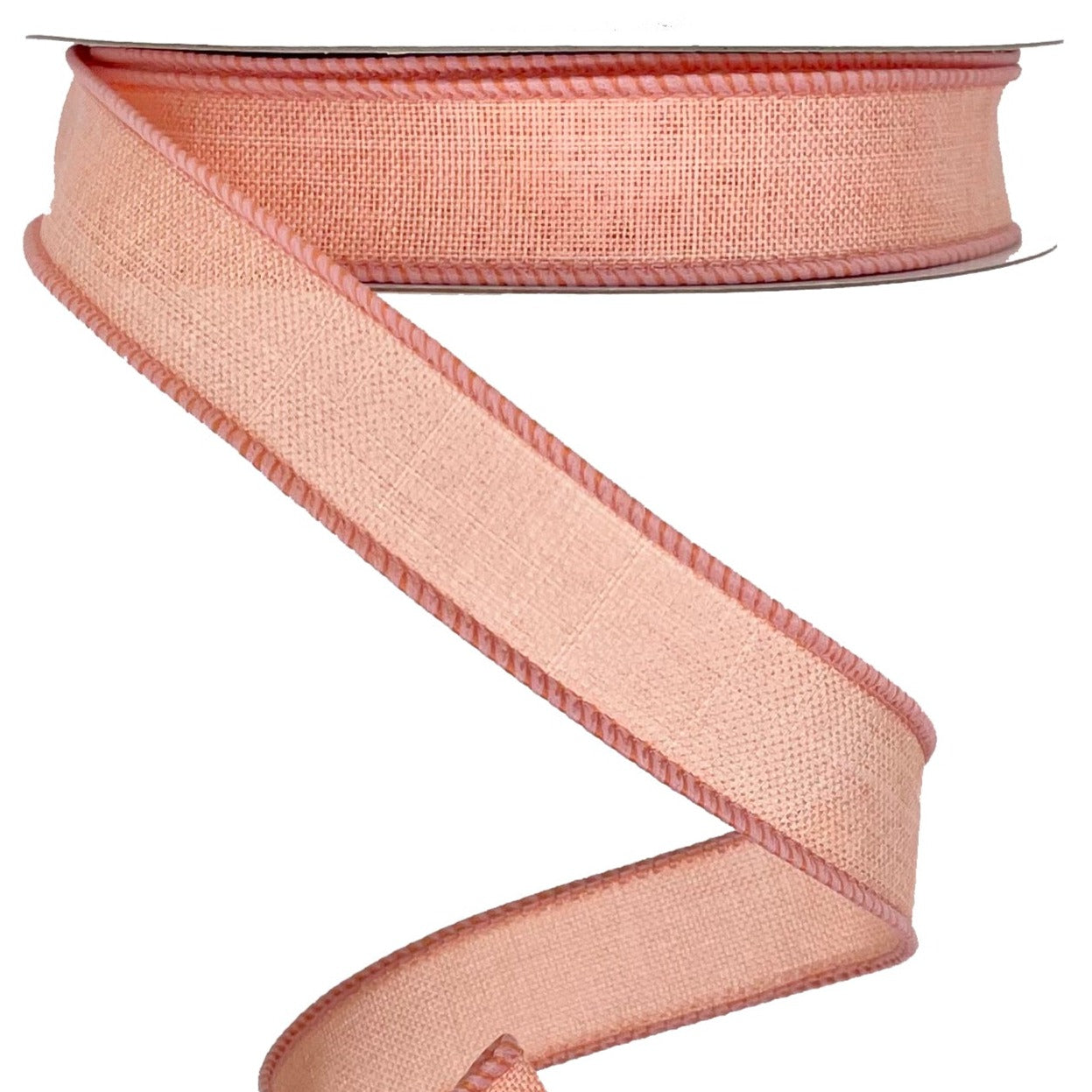 Peach Color Ribbons Wired Ribbon * Solid Peach Canvas * 5/8