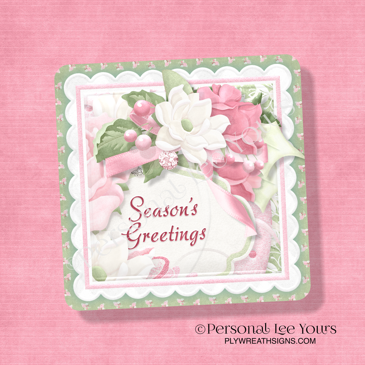 Christmas Wreath Sign * Season's Greetings * 3 Sizes * Lightweight Metal