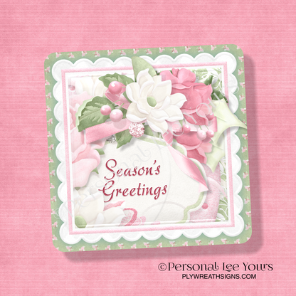 Christmas Wreath Sign * Season's Greetings * 3 Sizes * Lightweight Metal