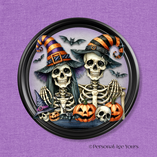 Wreath Sign * Halloween, Skeleton Couple * Round * Lightweight Metal