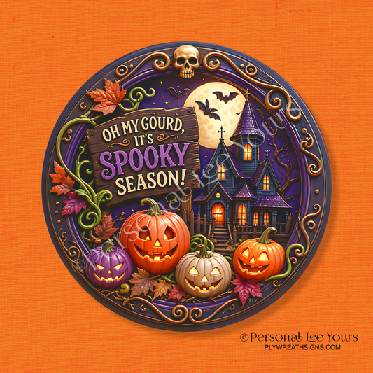Wreath Sign * It's Spooky Season  * Round * Lightweight Metal