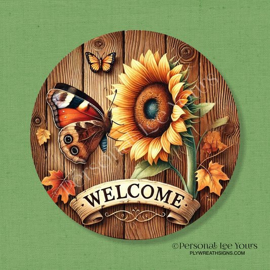 Wreath Sign * Sweet Nectar Welcome * Round * Lightweight Metal